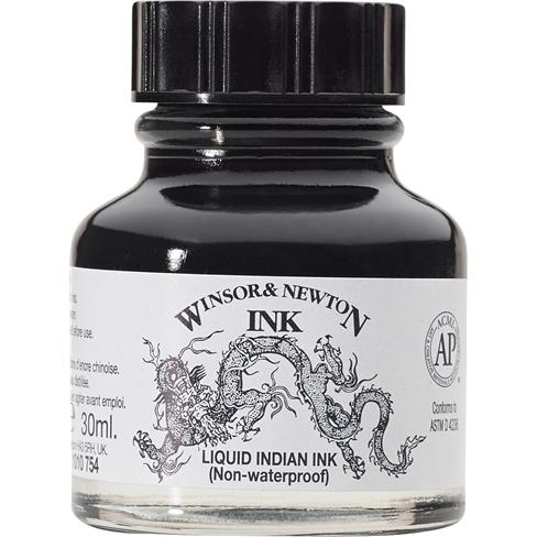 Non-Waterproof Ink Black 30ml Winsor&Newton - Click Image to Close